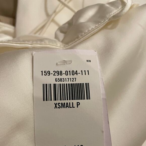 Abercrombie & Fitch XS Petite Camille Dress | Ivory Satin, Smocked Back, Bridal - Picture 13 of 14